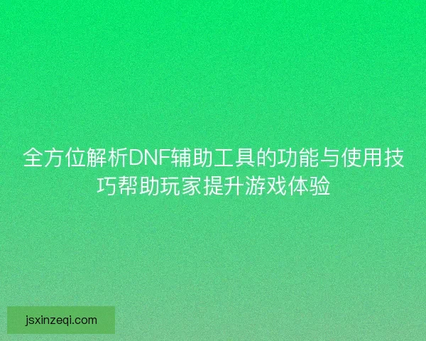 全方位解析DNF辅助工具的功能与使用技巧帮助玩家提升游戏体验