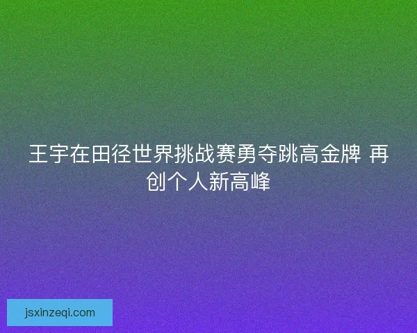 王宇在田径世界挑战赛勇夺跳高金牌 再创个人新高峰
